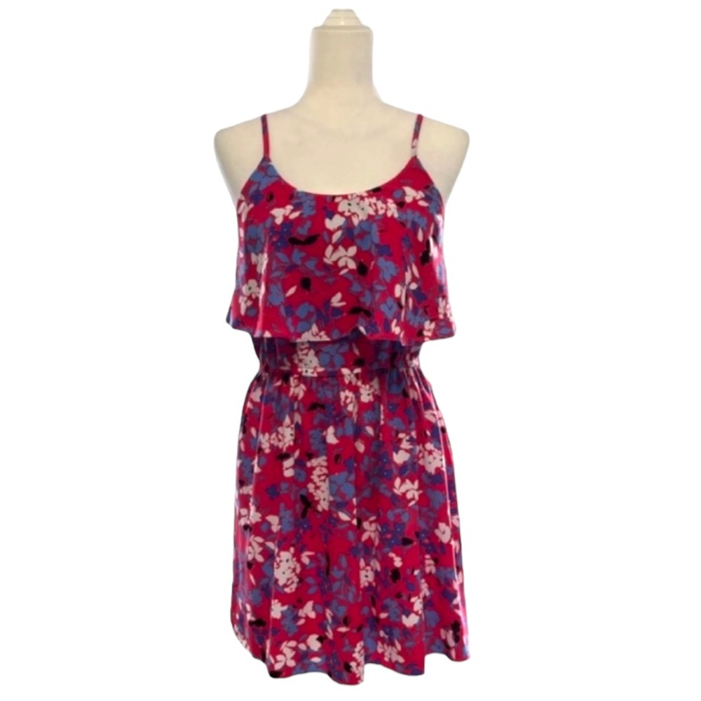 Elle Double Layered Pink Floral Mini Dress - Size Small